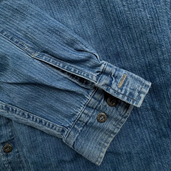 Think Pink Denim Men Long Sleeve Button Up Shirt Blue Size 100 (~XL) Pockets - Picture 11 of 13